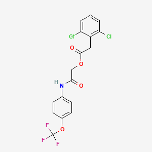 molecular formula C17H12Cl2F3NO4 B1227258 2-(2,6-Dichlorophenyl)acetic acid [2-oxo-2-[4-(trifluoromethoxy)anilino]ethyl] ester 