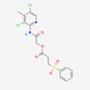 molecular formula C17H16Cl2N2O5S B1227259 3-(Benzenesulfonyl)propanoic acid [2-[(3,5-dichloro-4-methyl-2-pyridinyl)amino]-2-oxoethyl] ester 
