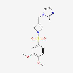 molecular formula C16H21N3O4S B12272592 1-{[1-(3,4-dimethoxybenzenesulfonyl)azetidin-3-yl]methyl}-2-methyl-1H-imidazole 