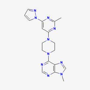 molecular formula C18H20N10 B12272618 9-methyl-6-{4-[2-methyl-6-(1H-pyrazol-1-yl)pyrimidin-4-yl]piperazin-1-yl}-9H-purine 