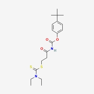 molecular formula C19H28N2O3S2 B1227262 N-[3-[[diethylamino(sulfanylidene)methyl]thio]-1-oxopropyl]carbamic acid (4-tert-butylphenyl) ester 