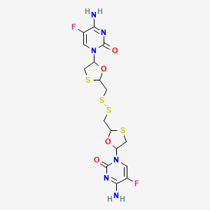 molecular formula C16H18F2N6O4S4 B12272671 4-Amino-1-[2-[[[5-(4-amino-5-fluoro-2-oxopyrimidin-1-yl)-1,3-oxathiolan-2-yl]methyldisulfanyl]methyl]-1,3-oxathiolan-5-yl]-5-fluoropyrimidin-2-one 