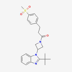 molecular formula C24H29N3O3S B12272675 1-[3-(2-tert-butyl-1H-1,3-benzodiazol-1-yl)azetidin-1-yl]-3-(4-methanesulfonylphenyl)propan-1-one 