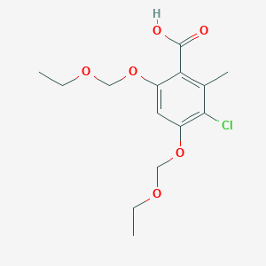 molecular formula C14H19ClO6 B12272743 3-Chloro-4,6-bis(ethoxymethoxy)-2-methylbenzoic acid 