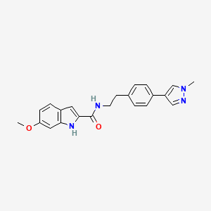 molecular formula C22H22N4O2 B12272745 6-methoxy-N-{2-[4-(1-methyl-1H-pyrazol-4-yl)phenyl]ethyl}-1H-indole-2-carboxamide 