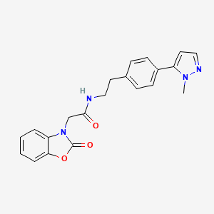 molecular formula C21H20N4O3 B12272768 N-{2-[4-(1-methyl-1H-pyrazol-5-yl)phenyl]ethyl}-2-(2-oxo-2,3-dihydro-1,3-benzoxazol-3-yl)acetamide 