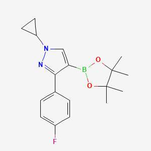 molecular formula C18H22BFN2O2 B12272783 1-cyclopropyl-3-(4-fluorophenyl)-4-(4,4,5,5-tetramethyl-1,3,2-dioxaborolan-2-yl)-1H-pyrazole 