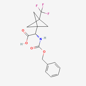 molecular formula C16H16F3NO4 B12272786 (2S)-2-{[(benzyloxy)carbonyl]amino}-2-[3-(trifluoromethyl)bicyclo[1.1.1]pentan-1-yl]acetic acid 