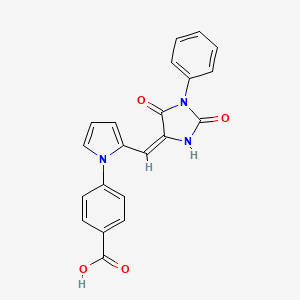 molecular formula C21H15N3O4 B1227280 4-[2-[(E)-(2,5-dioxo-1-phenylimidazolidin-4-ylidene)methyl]pyrrol-1-yl]benzoic acid 