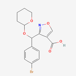 molecular formula C16H16BrNO5 B12272878 3-[(4-Bromophenyl)[(2-tetrahydropyranyl)oxy]methyl]isoxazole-4-carboxylic Acid 