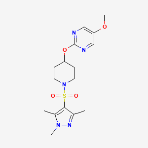 molecular formula C16H23N5O4S B12272889 5-methoxy-2-({1-[(1,3,5-trimethyl-1H-pyrazol-4-yl)sulfonyl]piperidin-4-yl}oxy)pyrimidine 