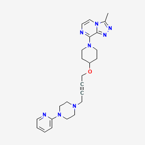 molecular formula C24H30N8O B12272940 1-{4-[(1-{3-Methyl-[1,2,4]triazolo[4,3-a]pyrazin-8-yl}piperidin-4-yl)oxy]but-2-yn-1-yl}-4-(pyridin-2-yl)piperazine 