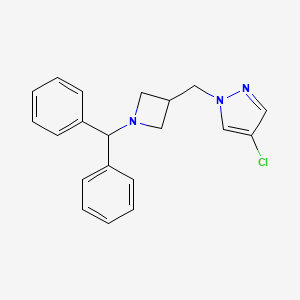 molecular formula C20H20ClN3 B12272959 4-chloro-1-{[1-(diphenylmethyl)azetidin-3-yl]methyl}-1H-pyrazole 