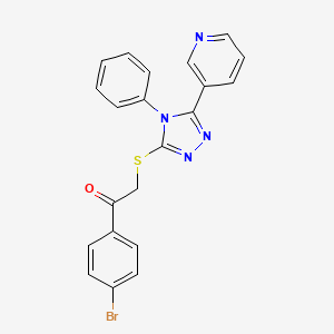 molecular formula C21H15BrN4OS B12272962 1-(4-bromophenyl)-2-{[4-phenyl-5-(pyridin-3-yl)-4H-1,2,4-triazol-3-yl]sulfanyl}ethanone 