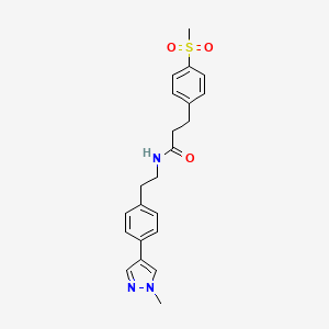 molecular formula C22H25N3O3S B12272997 3-(4-methanesulfonylphenyl)-N-{2-[4-(1-methyl-1H-pyrazol-4-yl)phenyl]ethyl}propanamide 