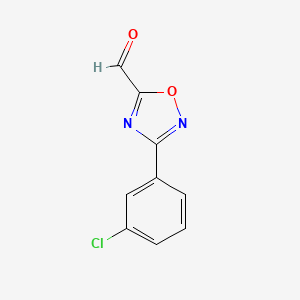 molecular formula C9H5ClN2O2 B12273039 3-(3-Chlorophenyl)-1,2,4-oxadiazole-5-carbaldehyde 