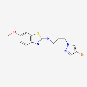 molecular formula C15H15BrN4OS B12273076 2-{3-[(4-bromo-1H-pyrazol-1-yl)methyl]azetidin-1-yl}-6-methoxy-1,3-benzothiazole 