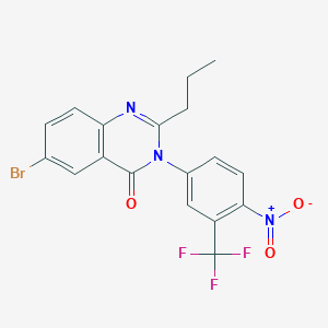molecular formula C18H13BrF3N3O3 B1227313 6-溴-3-[4-硝基-3-(三氟甲基)苯基]-2-丙基-4-喹唑啉酮 