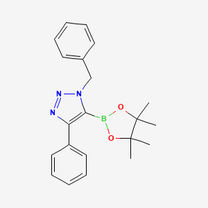 molecular formula C21H24BN3O2 B12273143 1-benzyl-4-phenyl-5-(4,4,5,5-tetramethyl-1,3,2-dioxaborolan-2-yl)-1H-1,2,3-triazole 