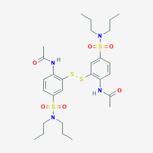 molecular formula C28H42N4O6S4 B12273144 N-[4-(dipropylsulfamoyl)-2-{[5-(dipropylsulfamoyl)-2-acetamidophenyl]disulfanyl}phenyl]acetamide 