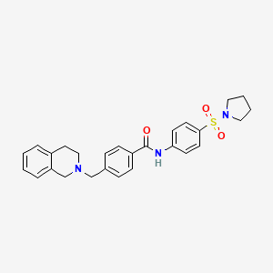 molecular formula C27H29N3O3S B1227315 4-(3,4-dihydro-1H-isoquinolin-2-ylmethyl)-N-[4-(1-pyrrolidinylsulfonyl)phenyl]benzamide 