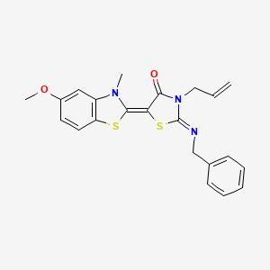 molecular formula C22H21N3O2S2 B1227316 (5Z)-2-benzylimino-5-(5-methoxy-3-methyl-1,3-benzothiazol-2-ylidene)-3-prop-2-enyl-1,3-thiazolidin-4-one 