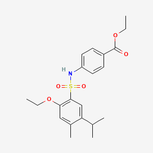 molecular formula C21H27NO5S B12273179 Ethyl 4-[2-ethoxy-4-methyl-5-(propan-2-yl)benzenesulfonamido]benzoate 