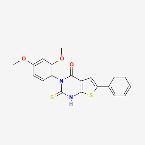 molecular formula C20H16N2O3S2 B1227329 3-(2,4-二甲氧基苯基)-6-苯基-2-硫代亚甲基-1H-噻吩并[2,3-d]嘧啶-4-酮 
