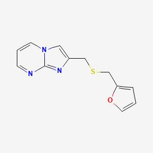 molecular formula C12H11N3OS B1227333 2-[(2-呋喃基甲硫基)甲基]咪唑并[1,2-a]嘧啶 