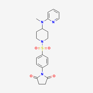 molecular formula C21H24N4O4S B12273358 1-[4-({4-[Methyl(pyridin-2-yl)amino]piperidin-1-yl}sulfonyl)phenyl]pyrrolidine-2,5-dione 