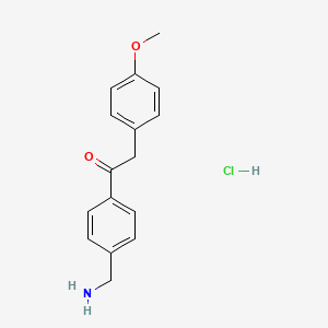 molecular formula C16H18ClNO2 B12273406 1-(4-Aminomethyl-phenyl)-2-(4-methoxy-phenyl)-ethanone hydrochloride 