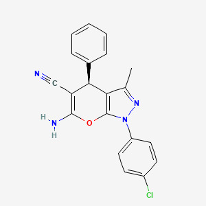 (S)-6-Amino-1-(4-chlorophenyl)-3-methyl-4-phenyl-1,4-dihydropyrano[2,3-c]pyrazole-5-carbonitrile