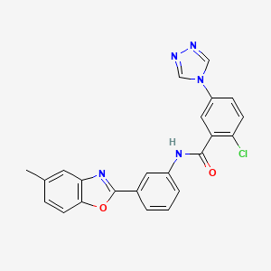 molecular formula C23H16ClN5O2 B1227348 2-chloro-N-[3-(5-methyl-1,3-benzoxazol-2-yl)phenyl]-5-(1,2,4-triazol-4-yl)benzamide 