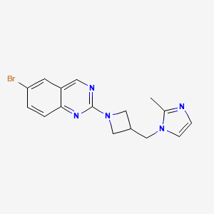 molecular formula C16H16BrN5 B12273483 6-bromo-2-{3-[(2-methyl-1H-imidazol-1-yl)methyl]azetidin-1-yl}quinazoline 