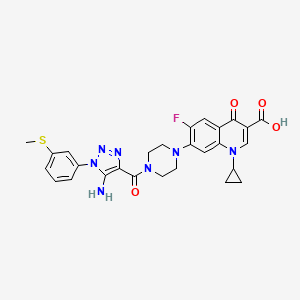 molecular formula C27H26FN7O4S B12273490 7-(4-{5-amino-1-[3-(methylsulfanyl)phenyl]-1H-1,2,3-triazole-4-carbonyl}piperazin-1-yl)-1-cyclopropyl-6-fluoro-4-oxo-1,4-dihydroquinoline-3-carboxylic acid 