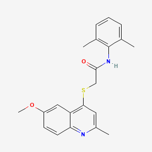 molecular formula C21H22N2O2S B1227352 N-(2,6-dimethylphenyl)-2-[(6-methoxy-2-methyl-4-quinolinyl)thio]acetamide 