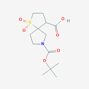 molecular formula C13H21NO6S B12273547 7-[(2-methylpropan-2-yl)oxycarbonyl]-1,1-dioxo-1λ6-thia-7-azaspiro[4.4]nonane-4-carboxylic acid 