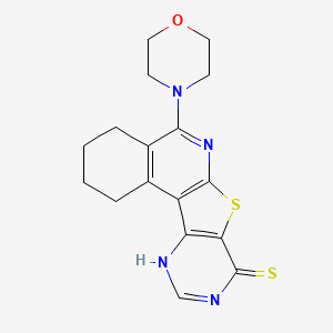 molecular formula C17H18N4OS2 B1227355 5-(4-morpholinyl)-1,2,3,4-tetrahydropyrimido[4',5':4,5]thieno[2,3-c]isoquinoline-8(9H)-thione 