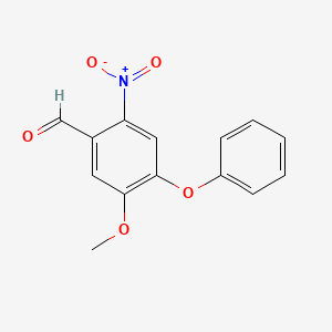 molecular formula C14H11NO5 B12273580 5-Methoxy-2-nitro-4-phenoxybenzaldehyde 