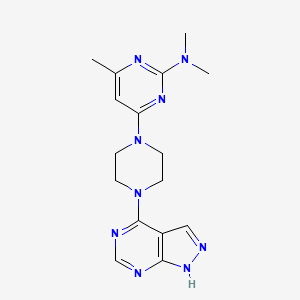 molecular formula C16H21N9 B12273594 N,N,4-trimethyl-6-(4-{1H-pyrazolo[3,4-d]pyrimidin-4-yl}piperazin-1-yl)pyrimidin-2-amine 