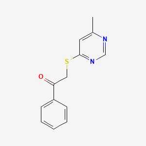 molecular formula C13H12N2OS B12273618 Ethanone, 2-[(6-methyl-4-pyrimidinyl)thio]-1-phenyl- CAS No. 89991-26-4