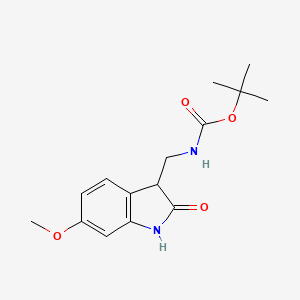 molecular formula C15H20N2O4 B12273631 3-Boc-aminomethyl-6-methoxy-1,3-dihydro-indol-2-one 