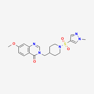 molecular formula C19H23N5O4S B12273700 7-methoxy-3-({1-[(1-methyl-1H-pyrazol-4-yl)sulfonyl]piperidin-4-yl}methyl)-3,4-dihydroquinazolin-4-one 