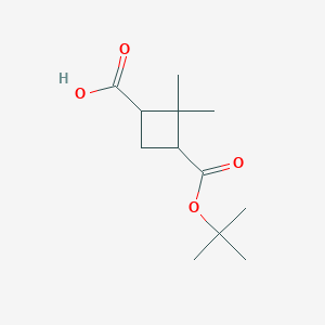 molecular formula C12H20O4 B12273744 3-[(Tert-butoxy)carbonyl]-2,2-dimethylcyclobutane-1-carboxylic acid 