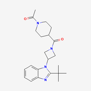 molecular formula C22H30N4O2 B12273755 1-{4-[3-(2-tert-butyl-1H-1,3-benzodiazol-1-yl)azetidine-1-carbonyl]piperidin-1-yl}ethan-1-one 