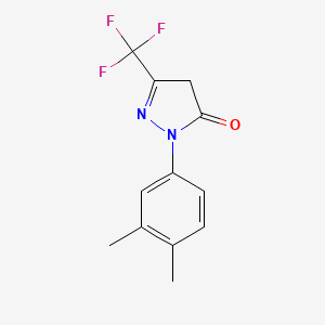 molecular formula C12H11F3N2O B12273763 3H-Pyrazol-3-one,2-(3,4-dimethylphenyl)-2,4-dihydro-5-(trifluoromethyl)- 