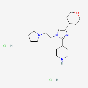 molecular formula C19H34Cl2N4O B12273797 4-(1-(2-(pyrrolidin-1-yl)ethyl)-4-(tetrahydro-2H-pyran-4-yl)-1H-iMidazol-2-yl)piperidine 