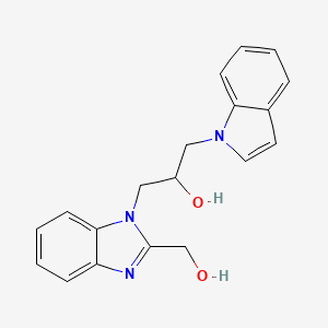 molecular formula C19H19N3O2 B1227380 1-[2-(Hydroxymethyl)-1-benzimidazolyl]-3-(1-indolyl)-2-propanol 