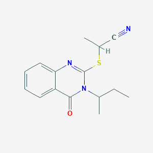 molecular formula C15H17N3OS B1227383 2-[(3-丁烷-2-基-4-氧代-2-喹唑啉基)硫代]丙腈 