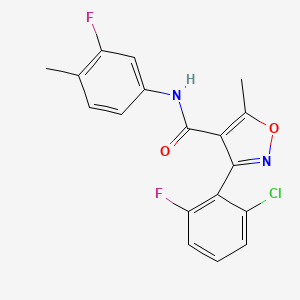 molecular formula C18H13ClF2N2O2 B1227386 3-(2-chloro-6-fluorophenyl)-N-(3-fluoro-4-methylphenyl)-5-methyl-4-isoxazolecarboxamide 